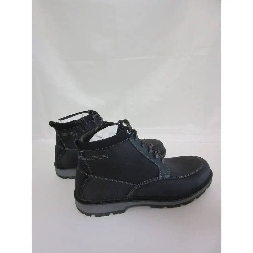 CLARKS Black Leather Maplewood Rise 11 1/2M Waterproof Lace Up Rugged Boots